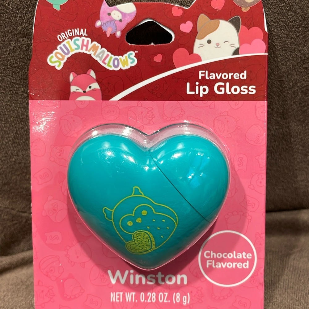 Squishmallows Winston the owl lip gloss NWT Chocolate Flavor Valentines heart